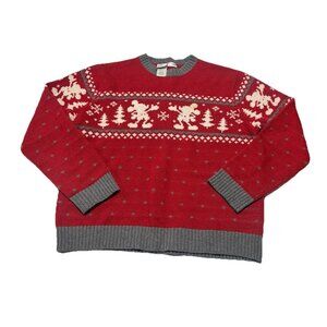 Vintage 2000s Y2K Disney Store Mickey Mouse Fair Isle Christmas Sweater Large